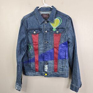 Lip Service Against Society Y2K Embellished Punk Grunge Denim Jacket Medium